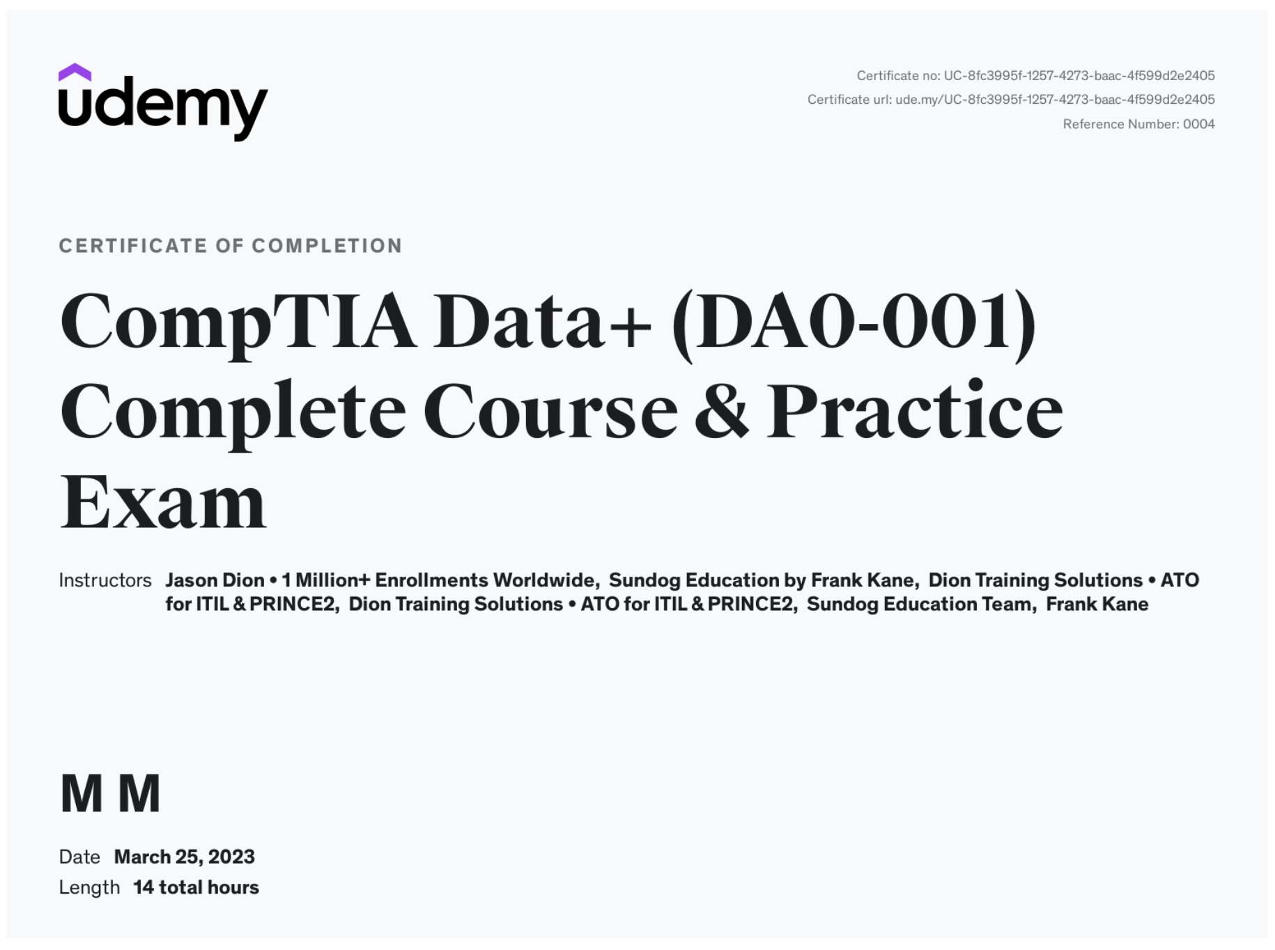 CompTIA Data+ (DA0-001)
